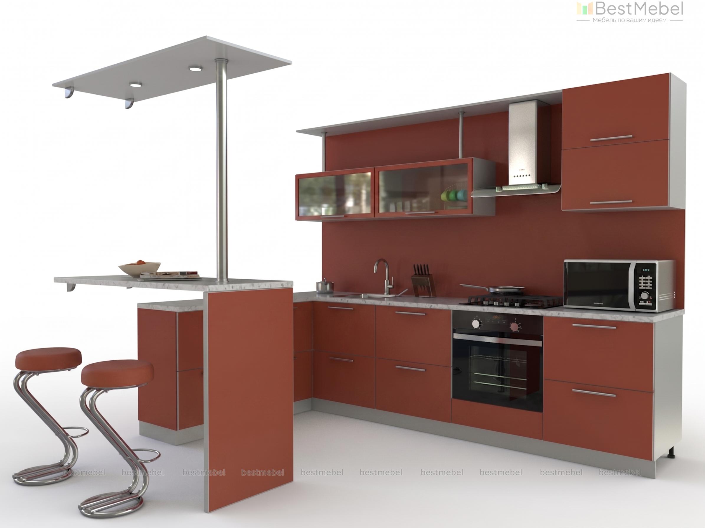 Кухня с барной стойкой Адель 2 BMS - Фото