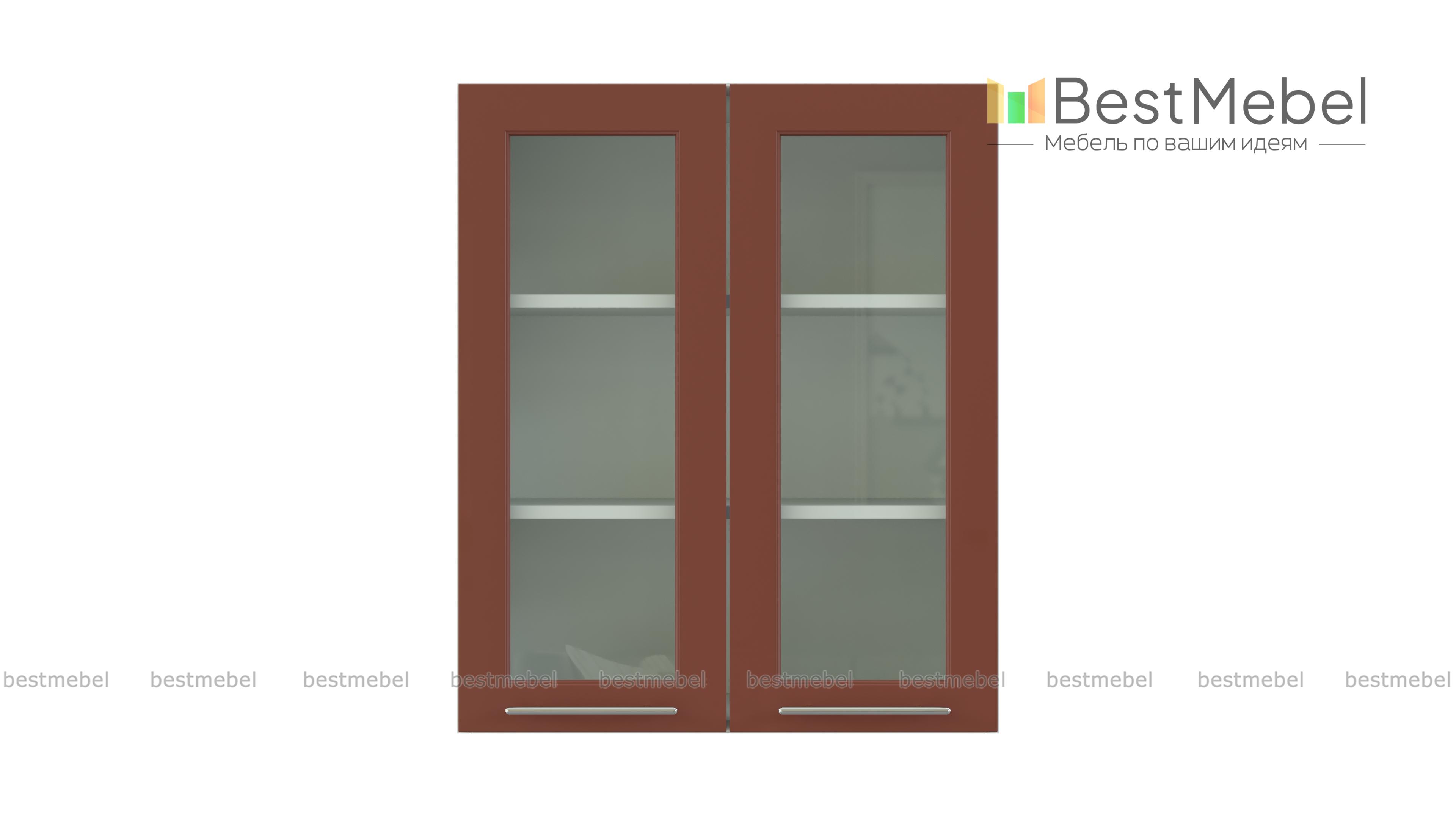 Шкаф верхний витрина двухдверная Ирен BMS - Фото