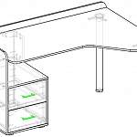 Чертеж Компьютерный угловой стол Талин BMS