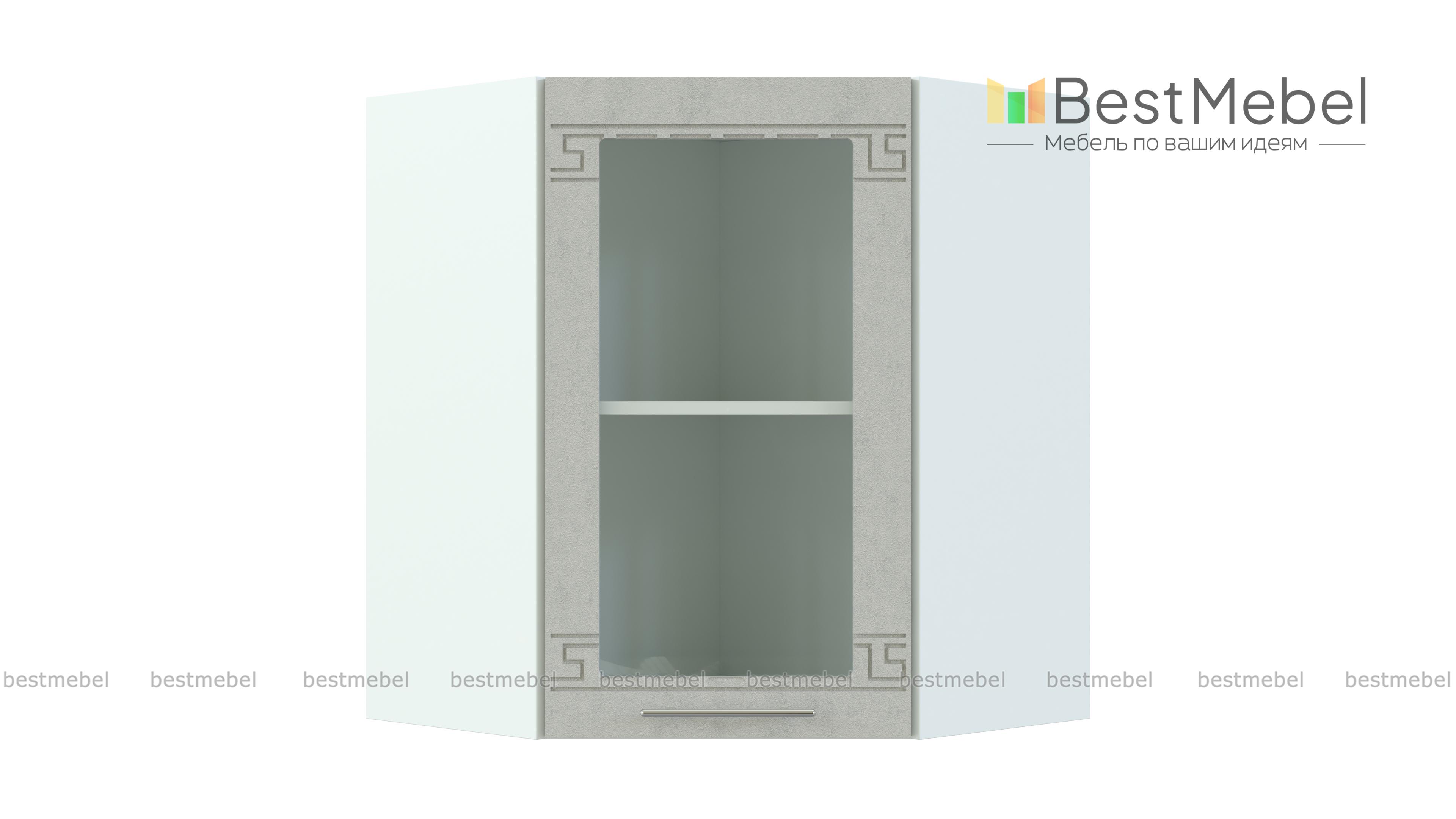 Шкаф навесной угловой со стеклом 590 Греция BMS - Фото