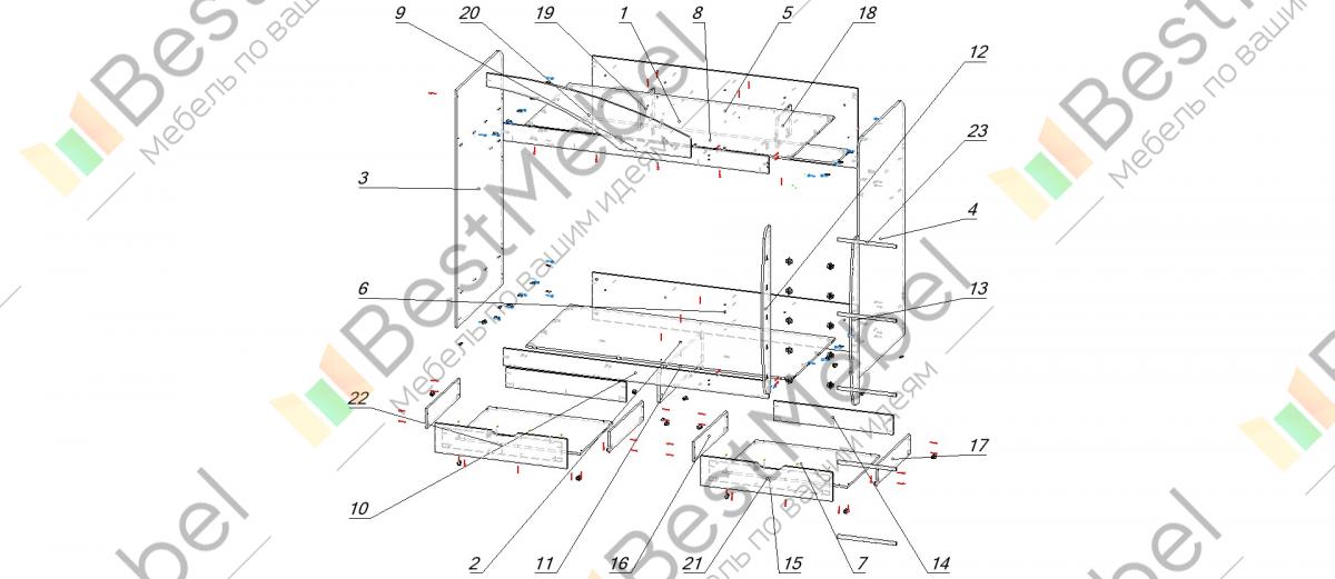 Схема сборки двухъярусной кровати кр 7